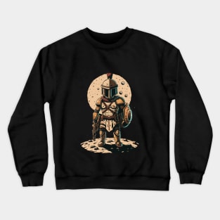 Warrier with spartan helmet on the moon Crewneck Sweatshirt